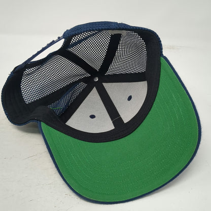Linksoul Trucker Hat Blue One Size Mesh Snapback Green Underbrim Young Life
