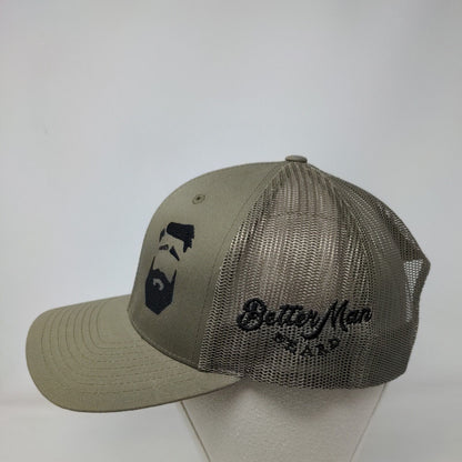 Better Man Beard Snapback Trucker Hat Green OS Adjustable Mesh Back Richardson