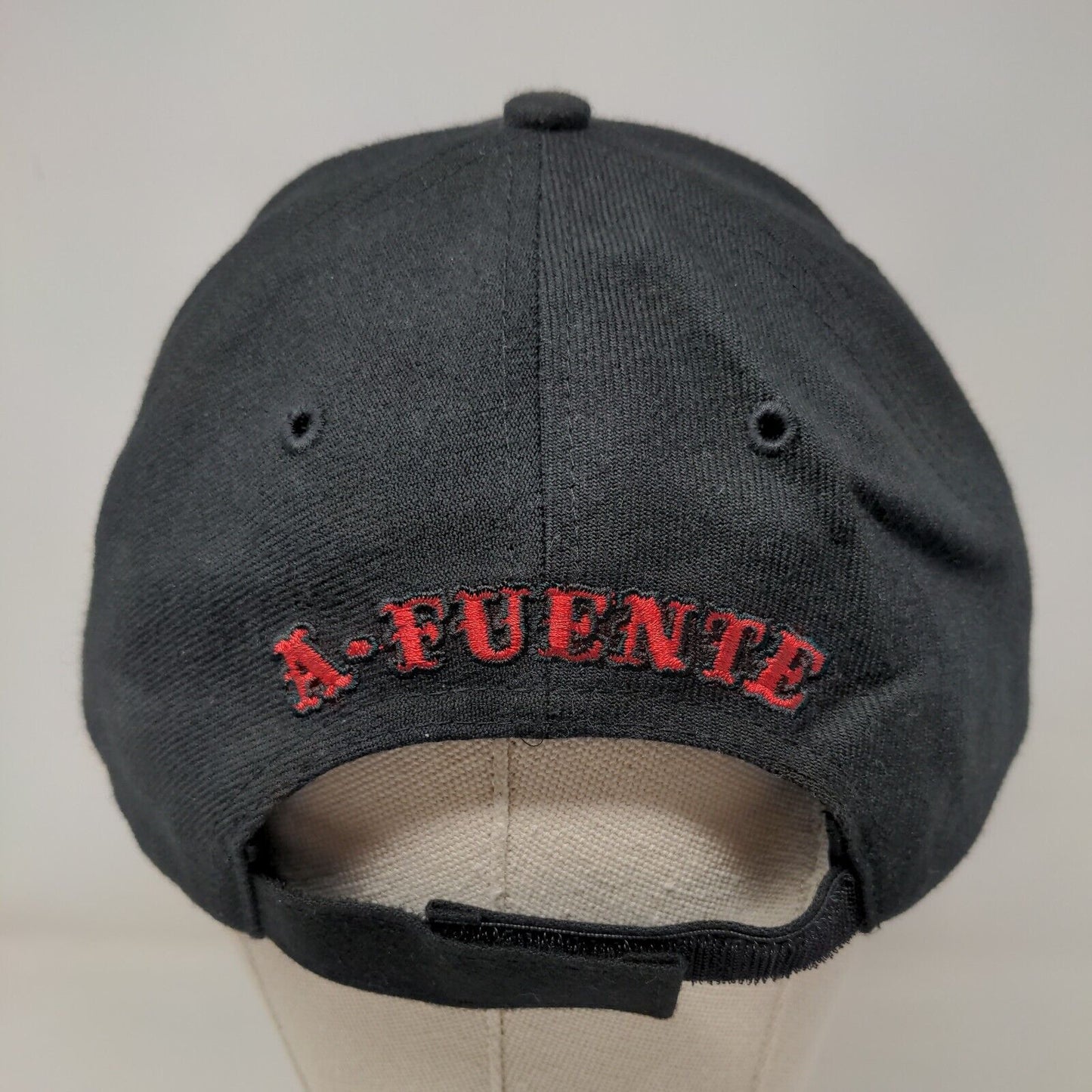 A-Fuente Strapback Hat Black One Size Adjustable Embroidered Vented Holes