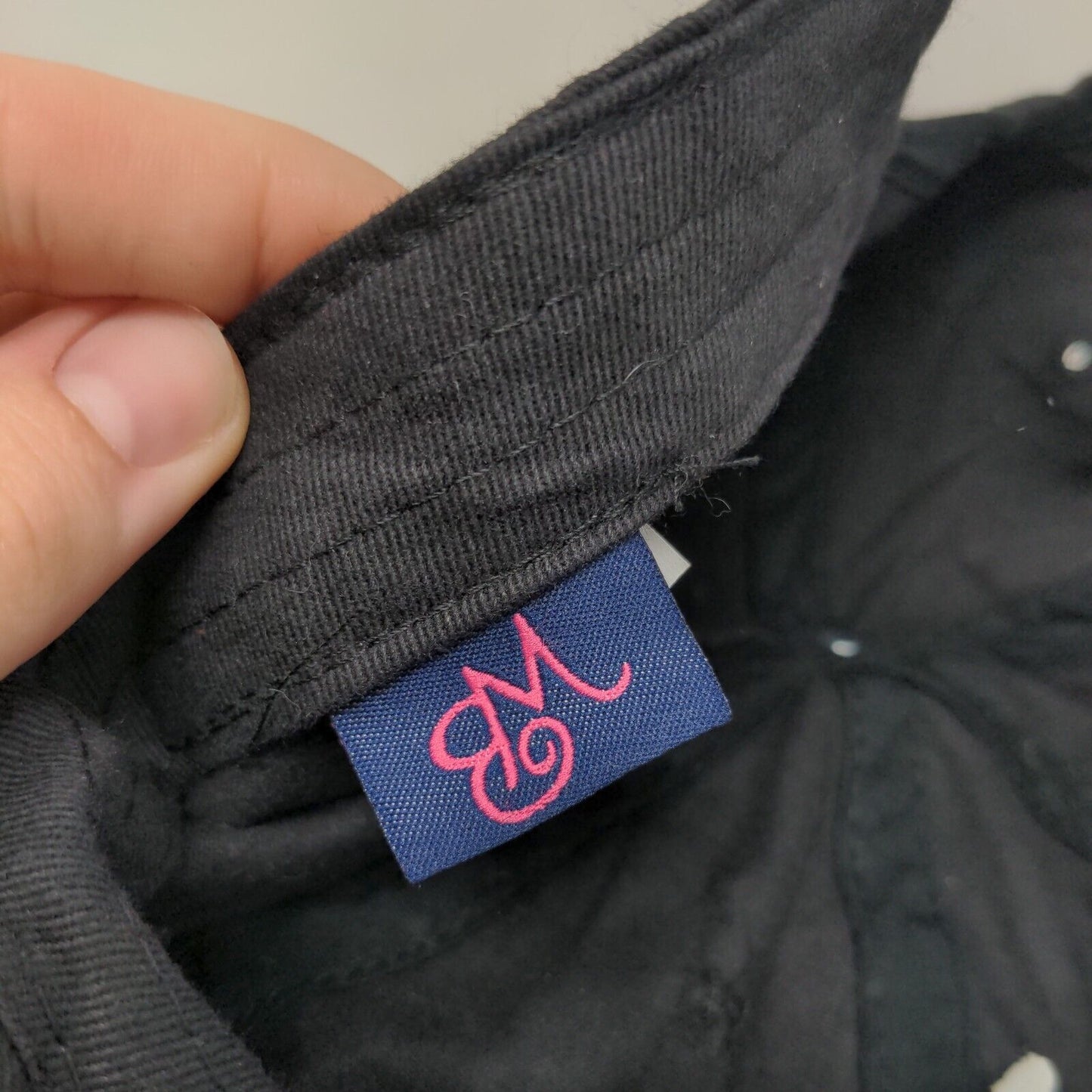 PRG Monogram Slideback Hat Black One Size Adjustable Embroidered Vented Holes