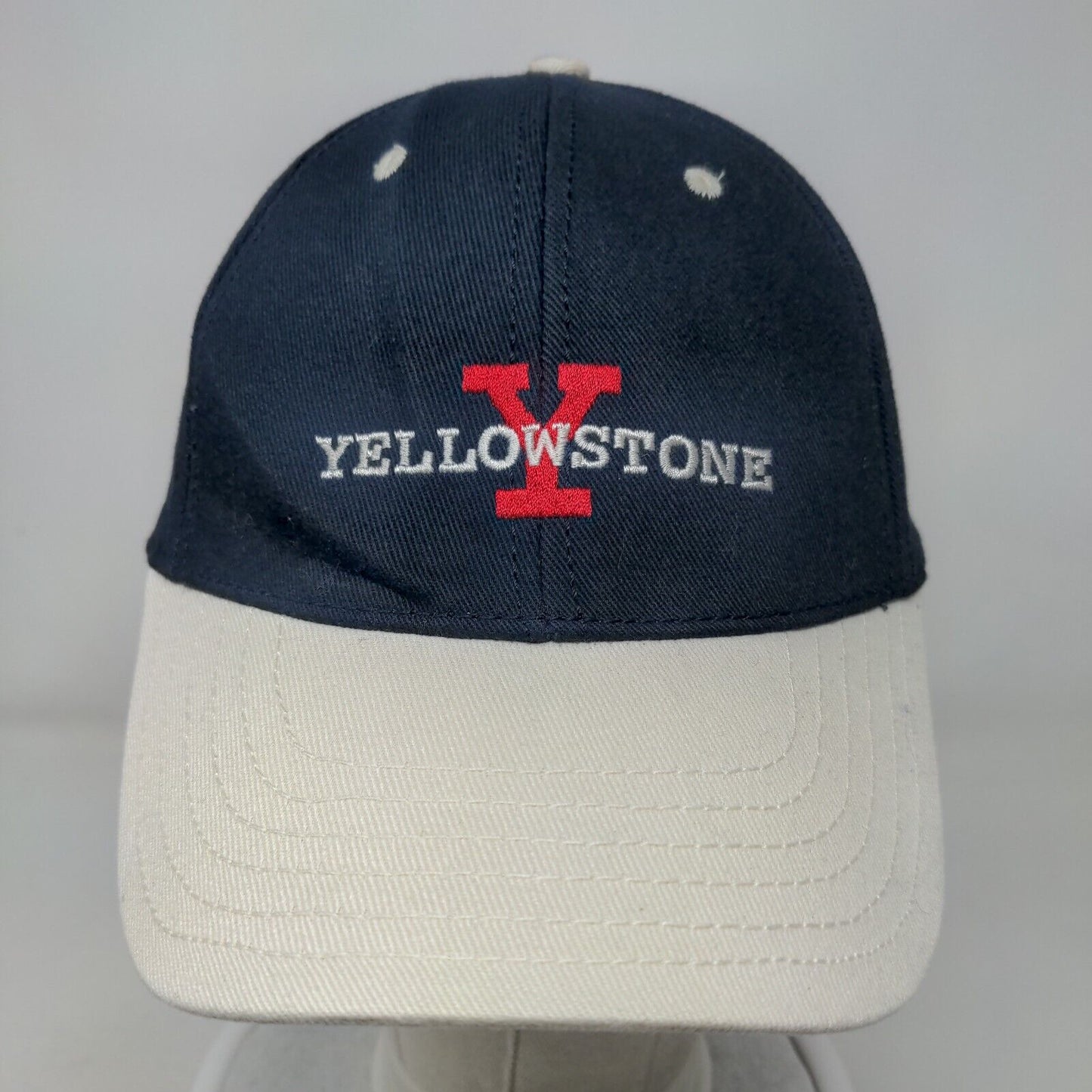 Yellowstone Strapback Hat Blue One Size Embroidered Colorblock 6 Panel