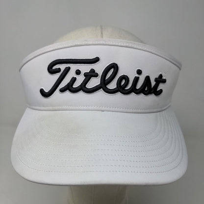 Titleist Men's Strapback Sun Visor Hat White Embroidered Logo Polyester Blend