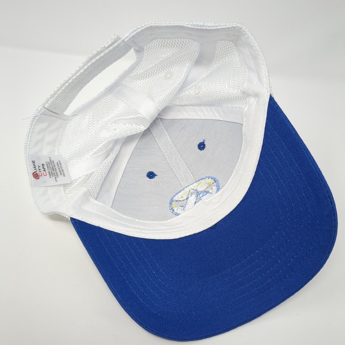 Atlassian Strapback Mesh Back Trucker Hat Blue One Size Quake City Caps