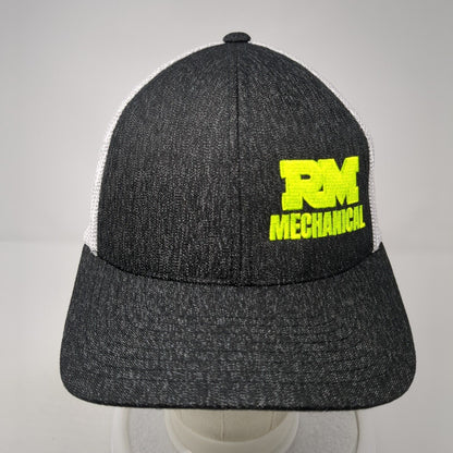 RM Mechanical Fitted Mesh Back Trucker Hat Black S-M Flexfit Colorblock