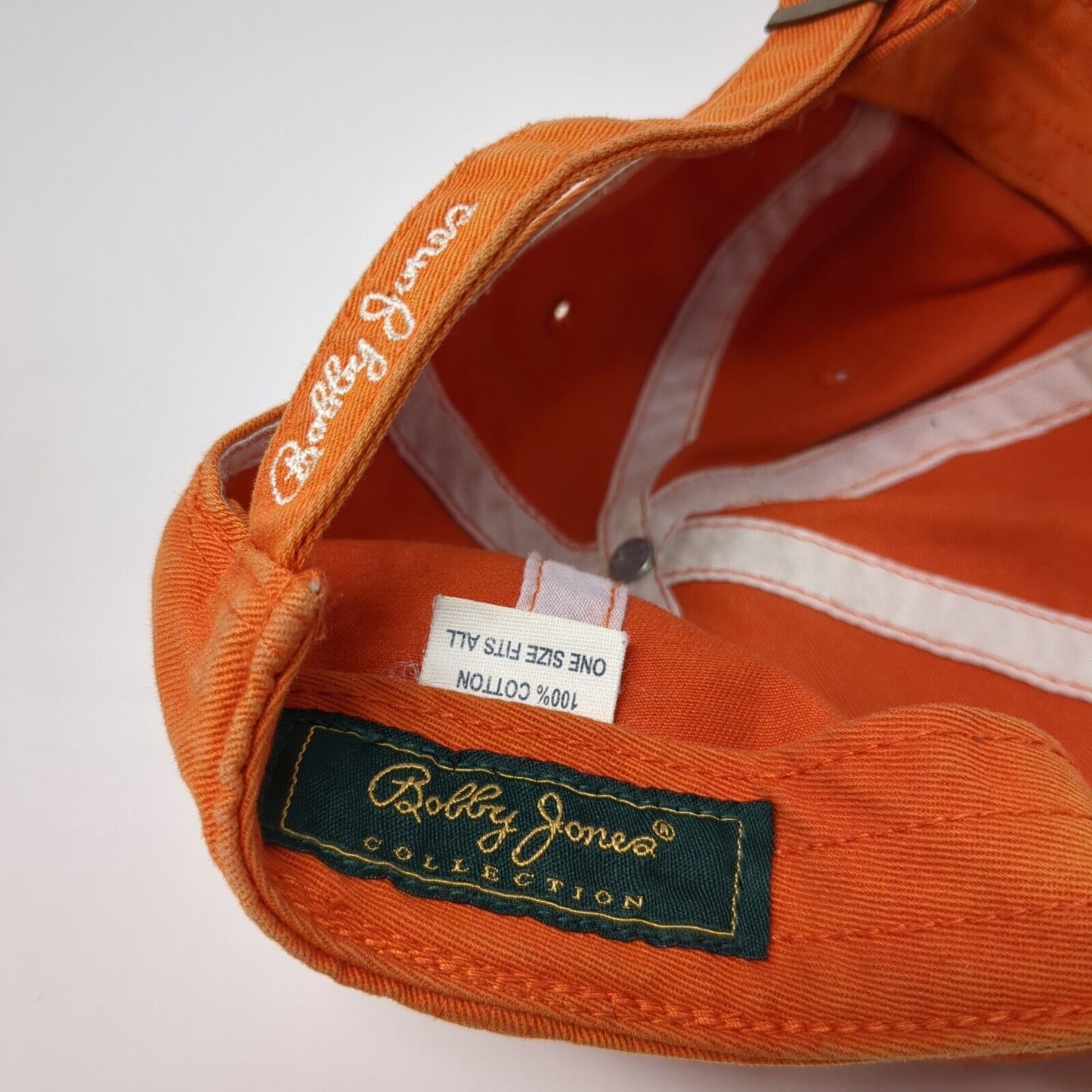 Bobby Jones Slideback Hat Orange One Size Adjustable Embroidered Solid