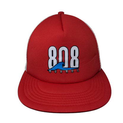 808 Boards Snapback Hat Red One Size Adjustable Mesh Back District Polyester