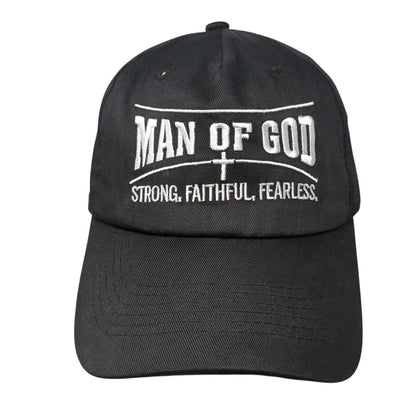 Man of God Strong Faithful Fearless Strapback Hat Black One Size Solid