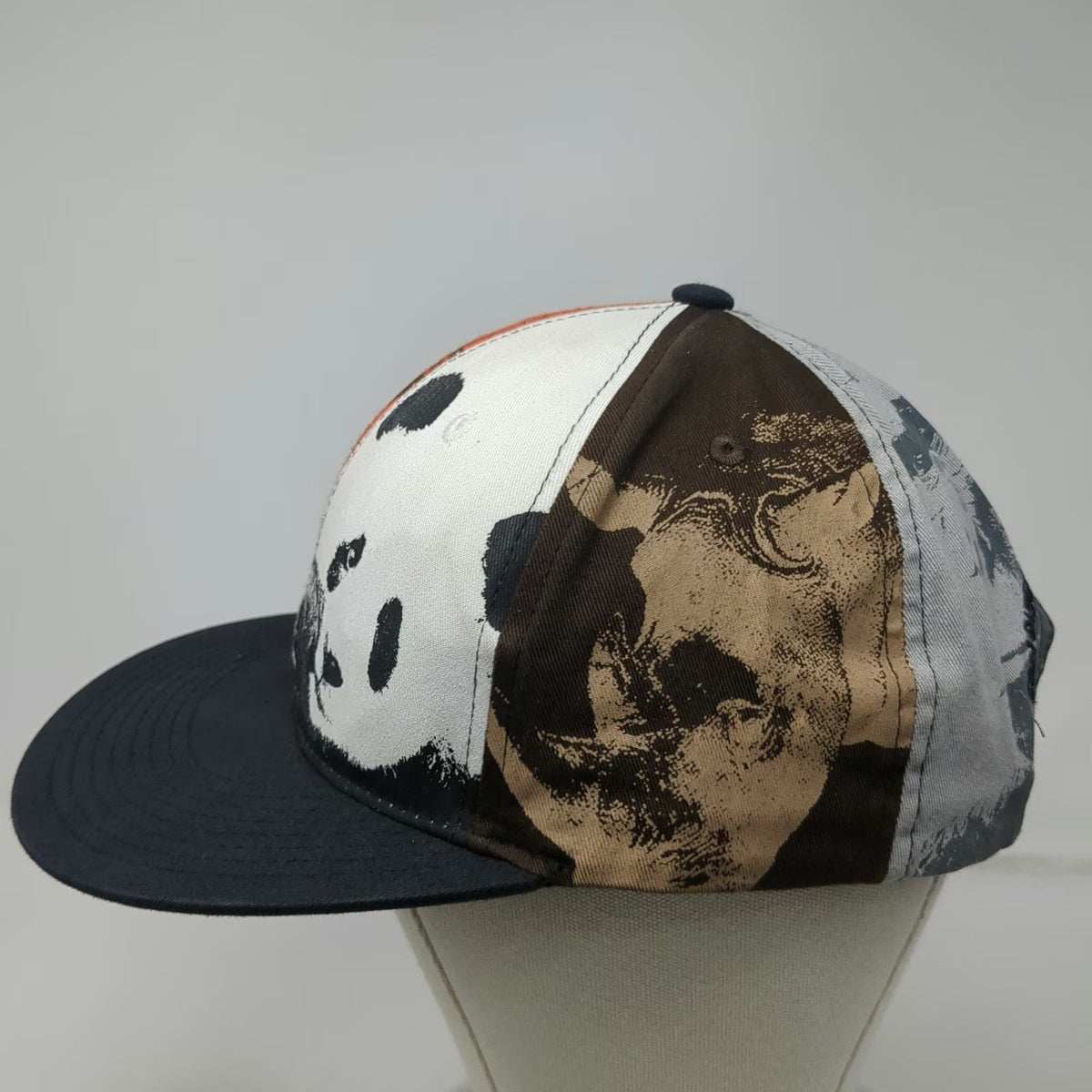 San Diego Zoo Snapback Hat Black One Size Animals Tiger Panda Elephant Print