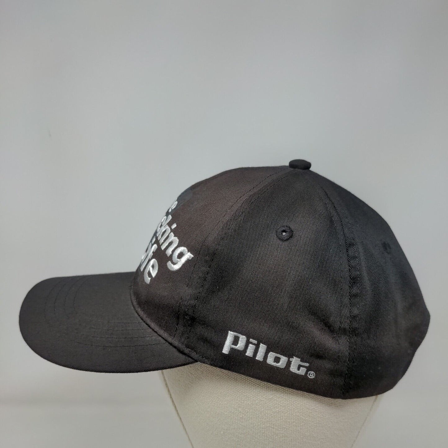 The Trucking Life Flying Pilot Strapback Hat Black OSFA Embroidered 6 Panel