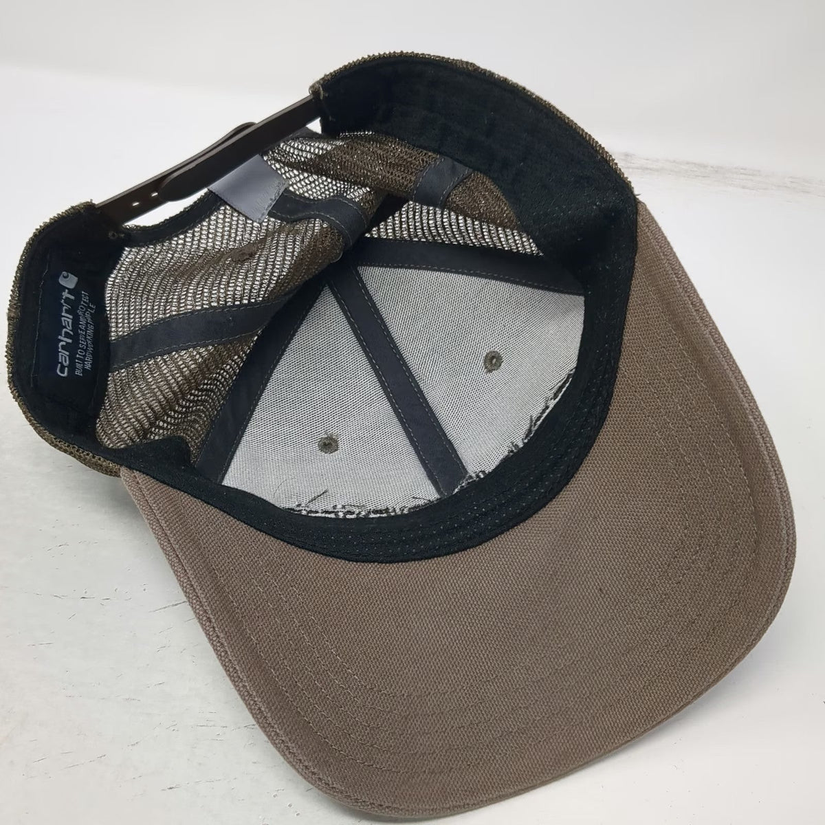 Carhartt Brown One Size Trucker Hat Snapback Mesh Embroidered Logo Workwear