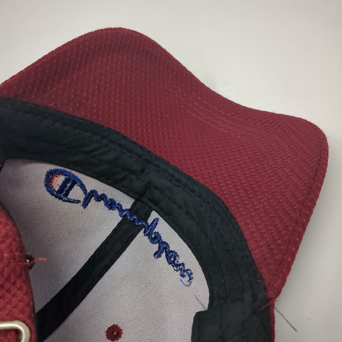 Champion Baseball Cap Red One Size Embroidered Logo Adjustable Hat Pique Mesh