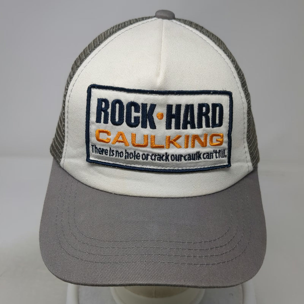 Spirit Trucker Hat Gray One Size Rock Hard Caulking Humor Slogan Mesh Snapback