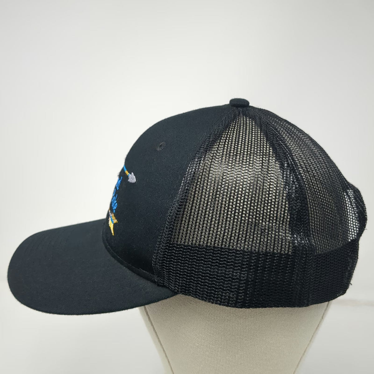 Port Authority Trucker Hat Black OSFM Flathead Lake Montana Mesh Snapback Cap