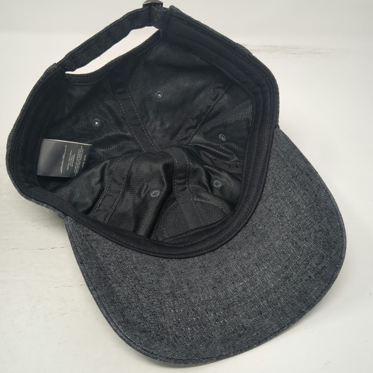 Eddie Bauer Baseball Cap Gray One Size Slideback Denim Patch Outdoor Tree Hat