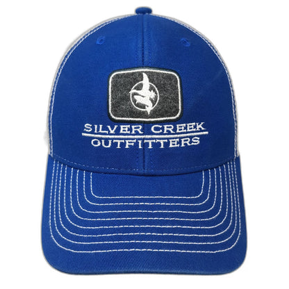 Ouray Silver Creek Outfitters Fishing Trucker Hat Blue White One Size Snapback