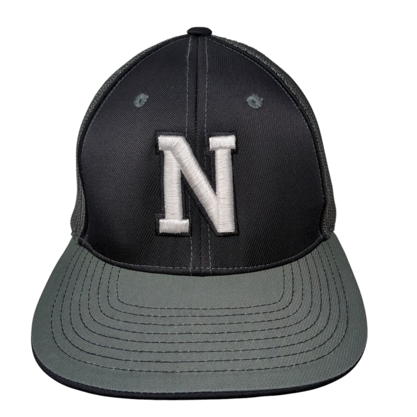 Letter N Fitted Trucker Hat Gray 7 3/8-8 Mesh Back 6 Panel Pacific Headwear