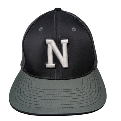 Letter N Fitted Trucker Hat Gray 7 3/8-8 Mesh Back 6 Panel Pacific Headwear