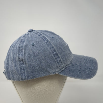 Wave Strapback Baseball Cap Blue One Size Adjustable Embroidered 6 Panel Denim