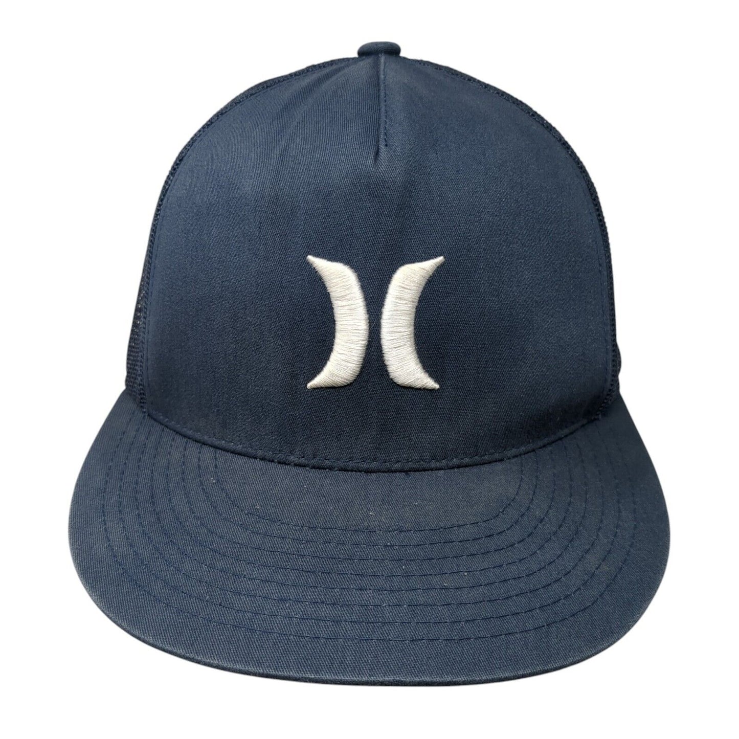 Hurley Logo Snapback Mesh Back Trucker Hat Blue One Size Adjustable