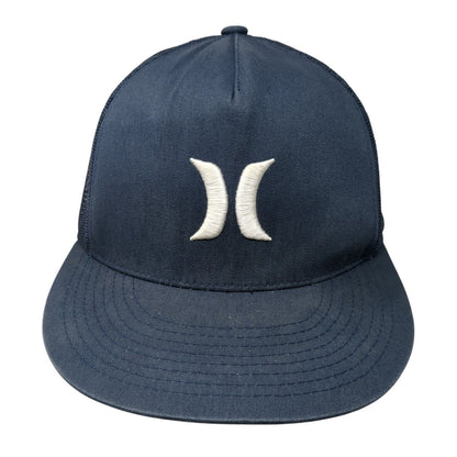 Hurley Logo Snapback Mesh Back Trucker Hat Blue One Size Adjustable