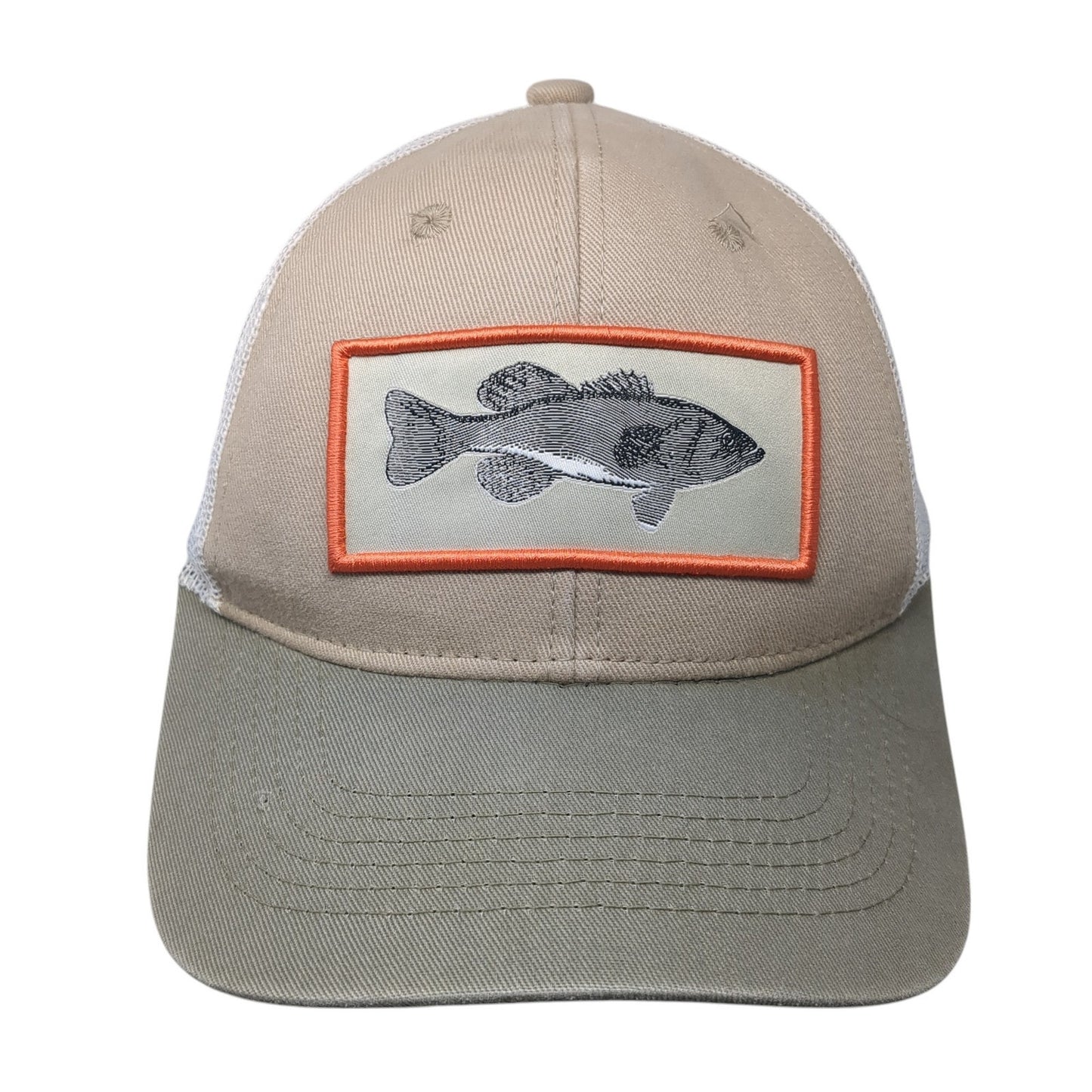 Fish Patch Snapback Trucker Hat Brown One Size Mesh Back Outdoor Cap
