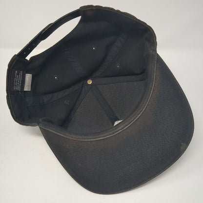 Volcom Snapback Hat Black One Size Adjustable Embroidered Vented Holes 6 Panel