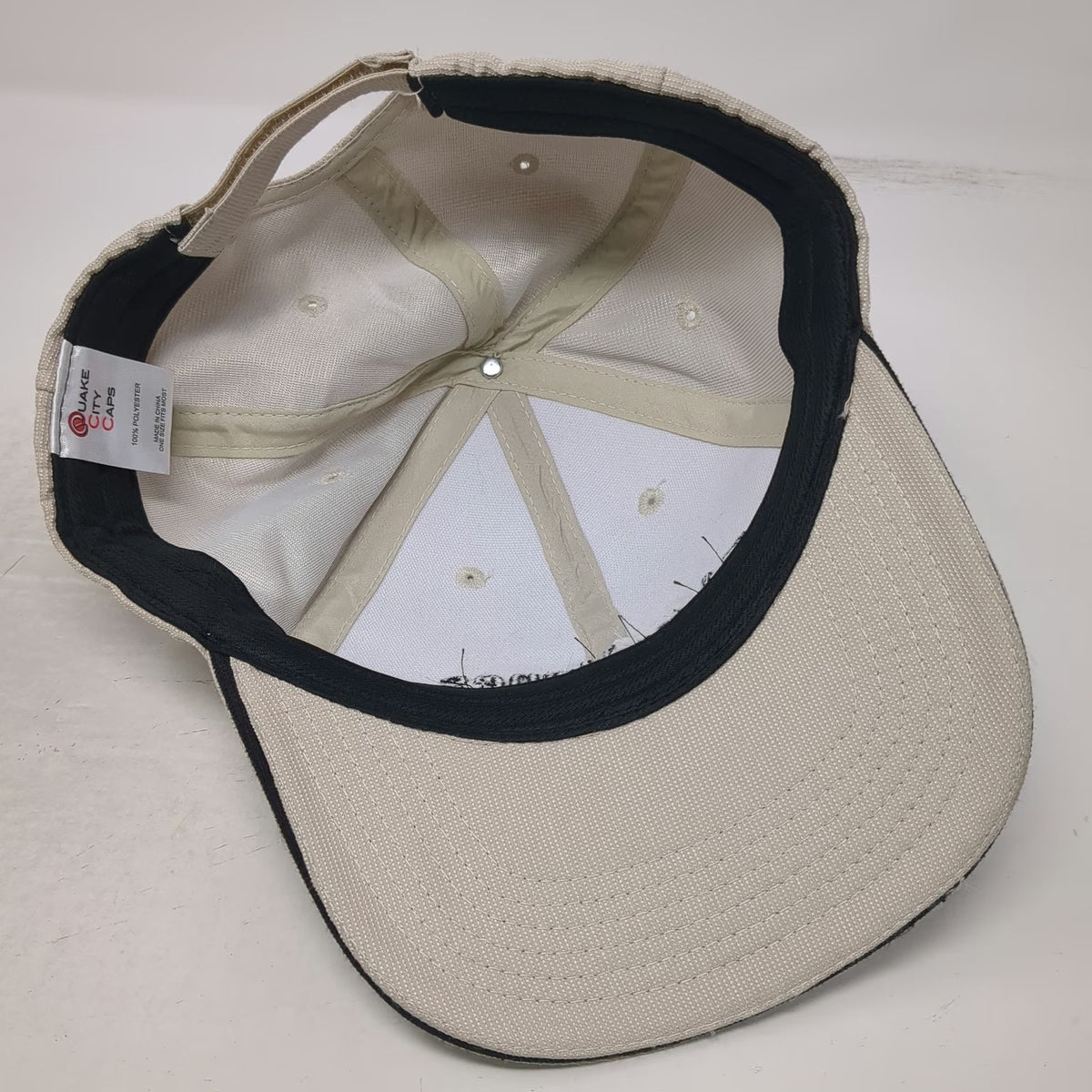 Quake City Caps Edward Jones Beige Baseball Cap OSFM Performance Strapback Hat