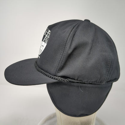 San Sun Trapper Hat Black Ear Flaps Rope H&H Contractors Idaho Vintage