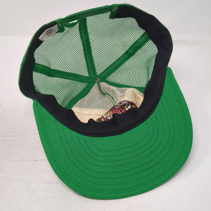 Seebo's Creations Trucker Hat Green Motorcycle Needlepoint Patch USA Vintage