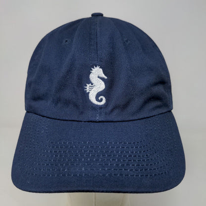 Sunny Co. Men's Strapback Hat Blue Embroidered Seahorse Logo Adjustable