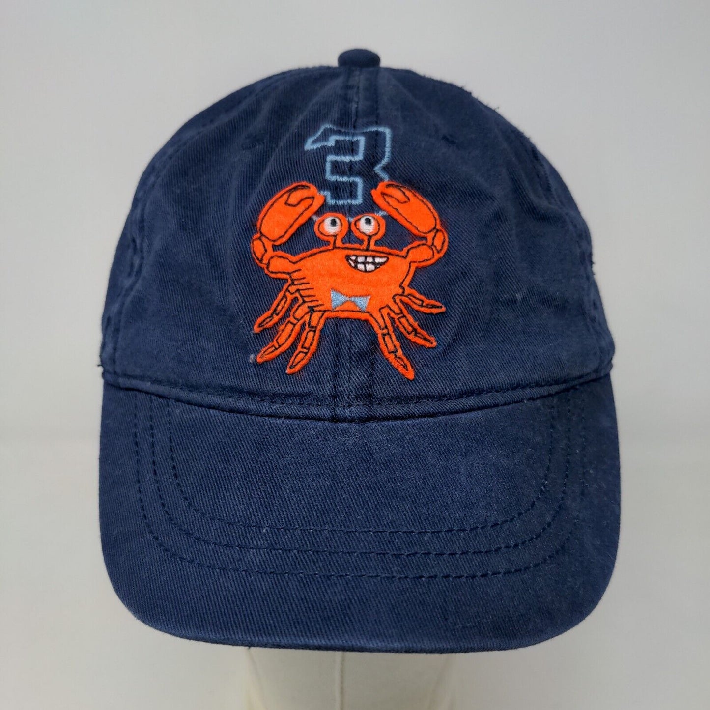 Place 1984 Boy's Stretchy Hat Blue Size L 2-4 Years Patch Crab Logo Cotton
