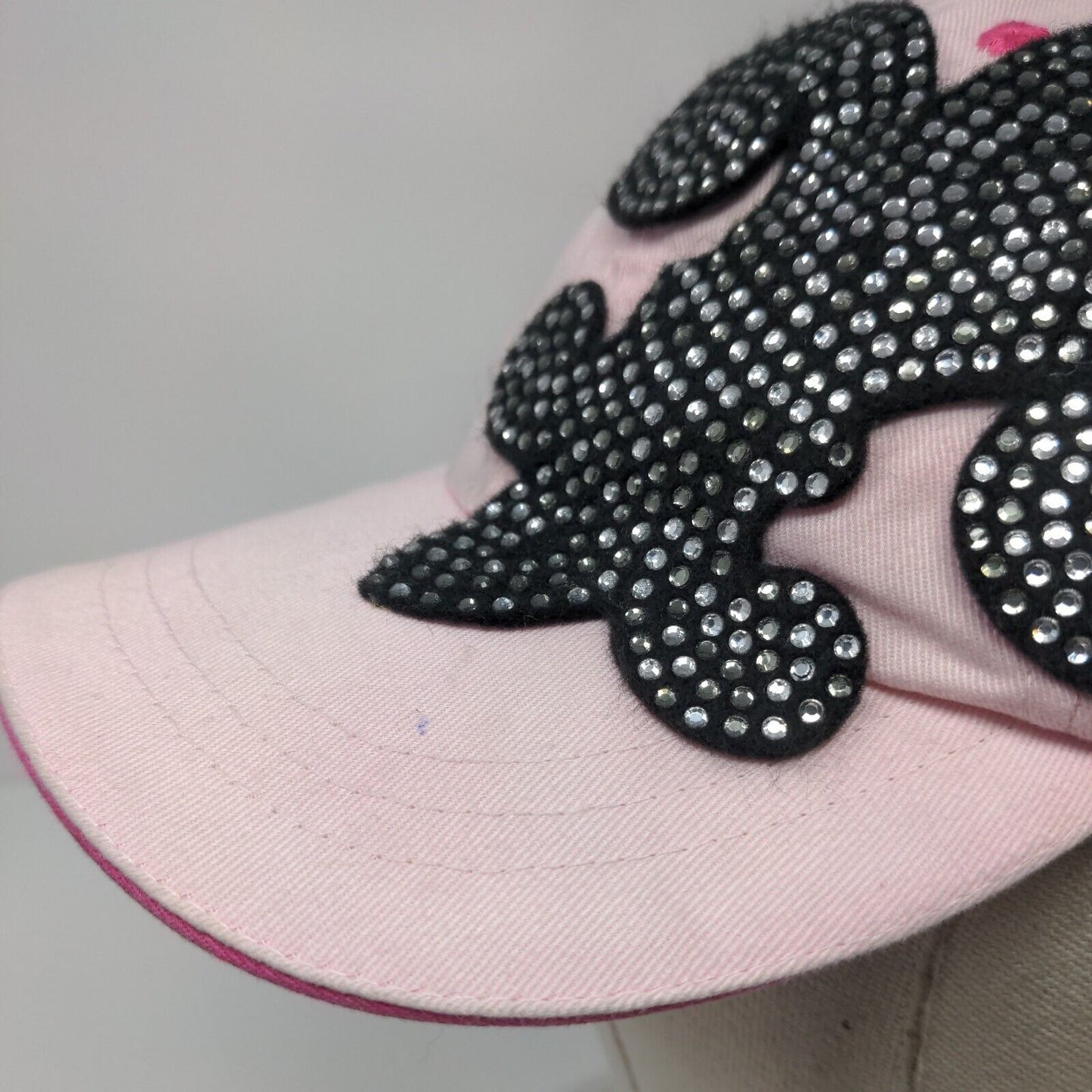 Fleur-de-lis Bejeweled Strapback Hat Pink 54cm Adjustable 6 Panel Cotton