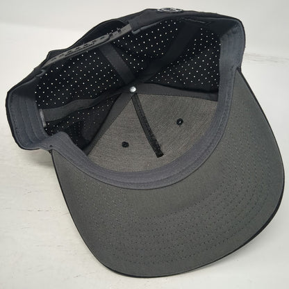 Richardson 5 Panel Black Hat One Size Rope Perforated Performance Trauma Patch