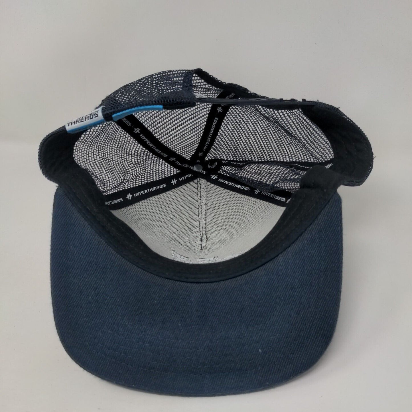 Hyperthreads Snapback Mesh Back Trucker Hat Blue One Size Embroidered