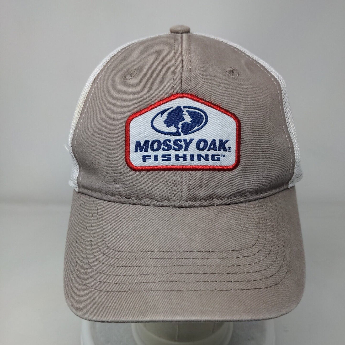 Mossy Oak Fishing Snapback Mesh Back Trucker Hat Tan OSFM Outdoor Cap
