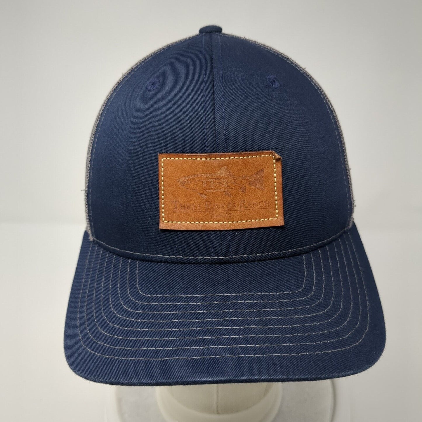 Three Rivers Ranch Idaho Snapback Trucker Hat Blue One Size Mesh Back Richardson