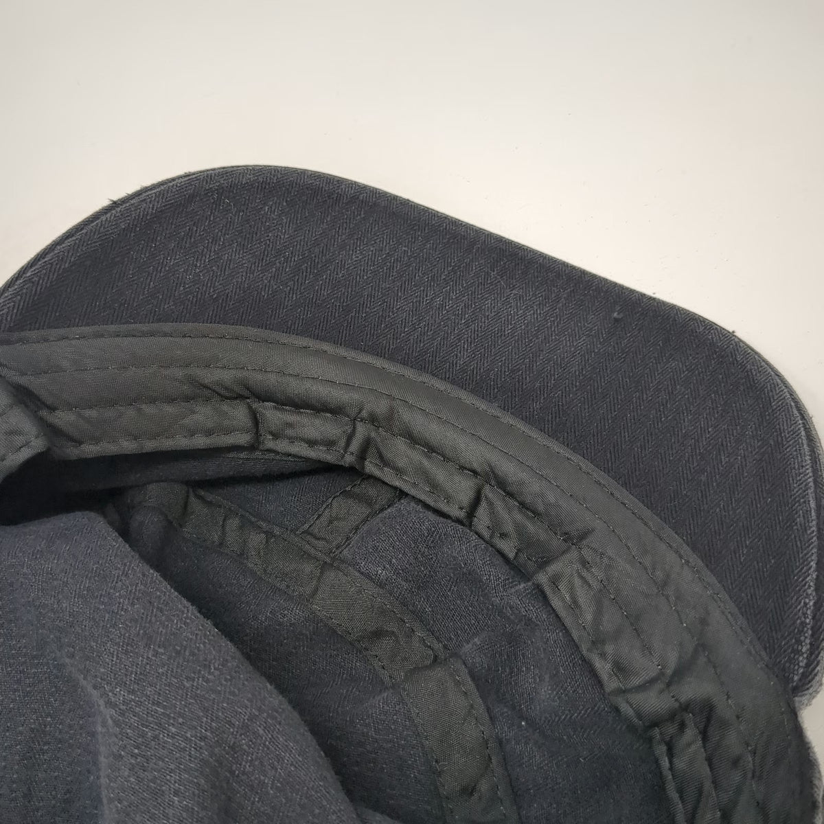Elastafit Army Cap Black One Size Herringbone Twill Side Buttons Eyelets Hat