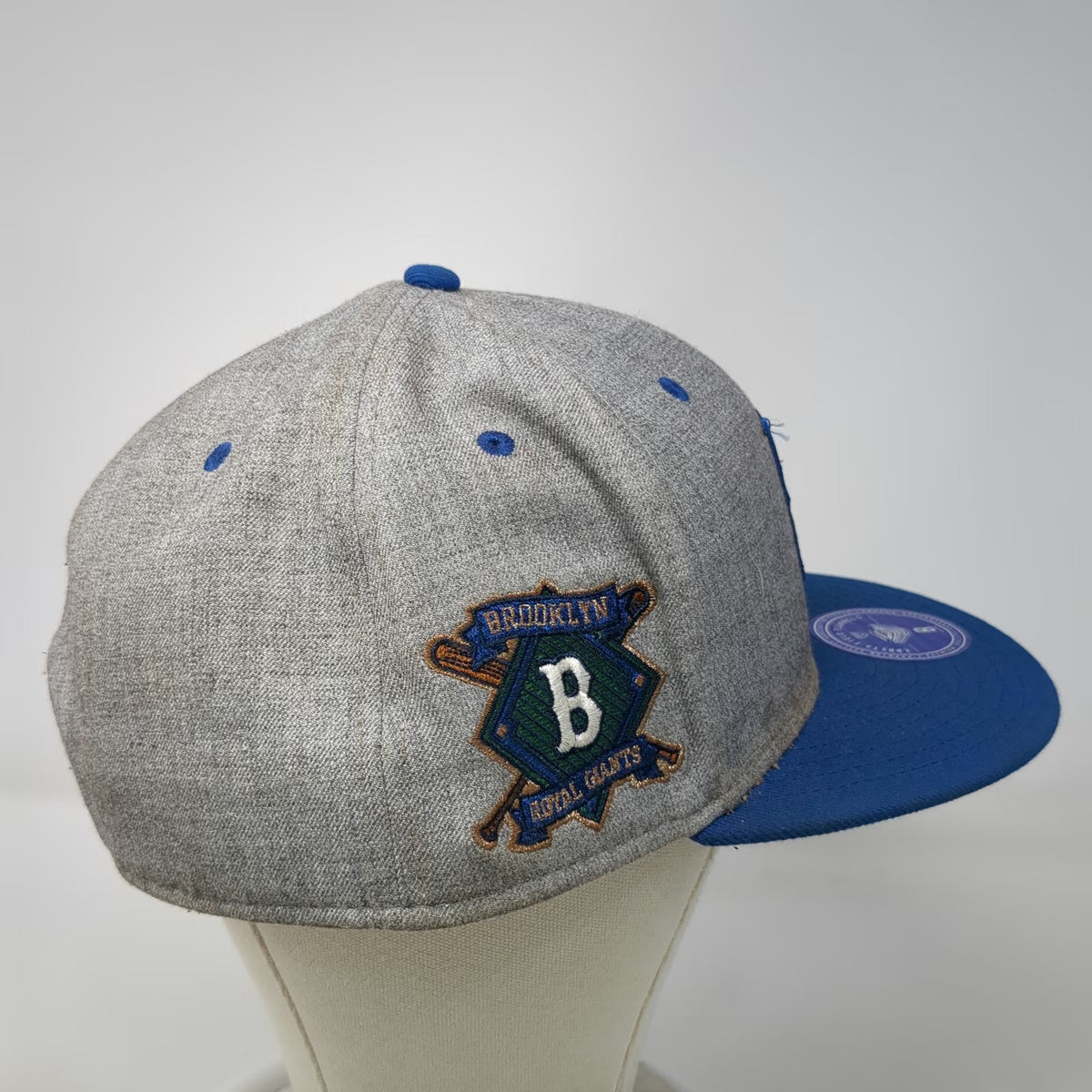 Ebbets Field Flannels Baseball Cap Gray Blue 8 Brooklyn Royal Giants Fitted Hat