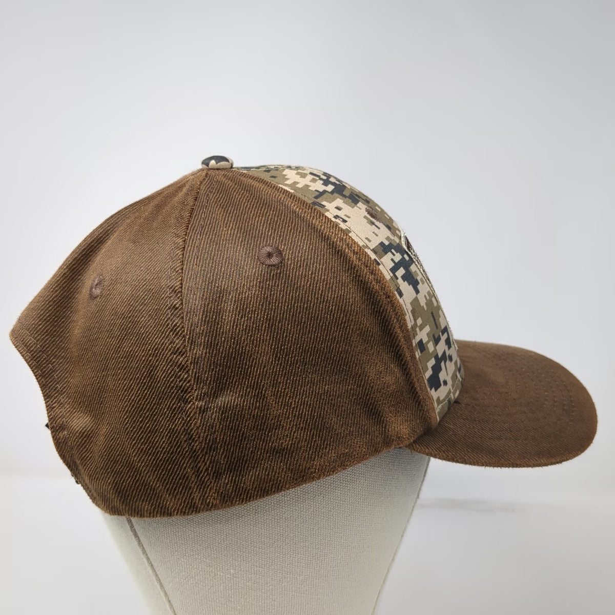 Ariat Snapback Brown One Size Hat Digital Camo American Flag Patch Corduroy