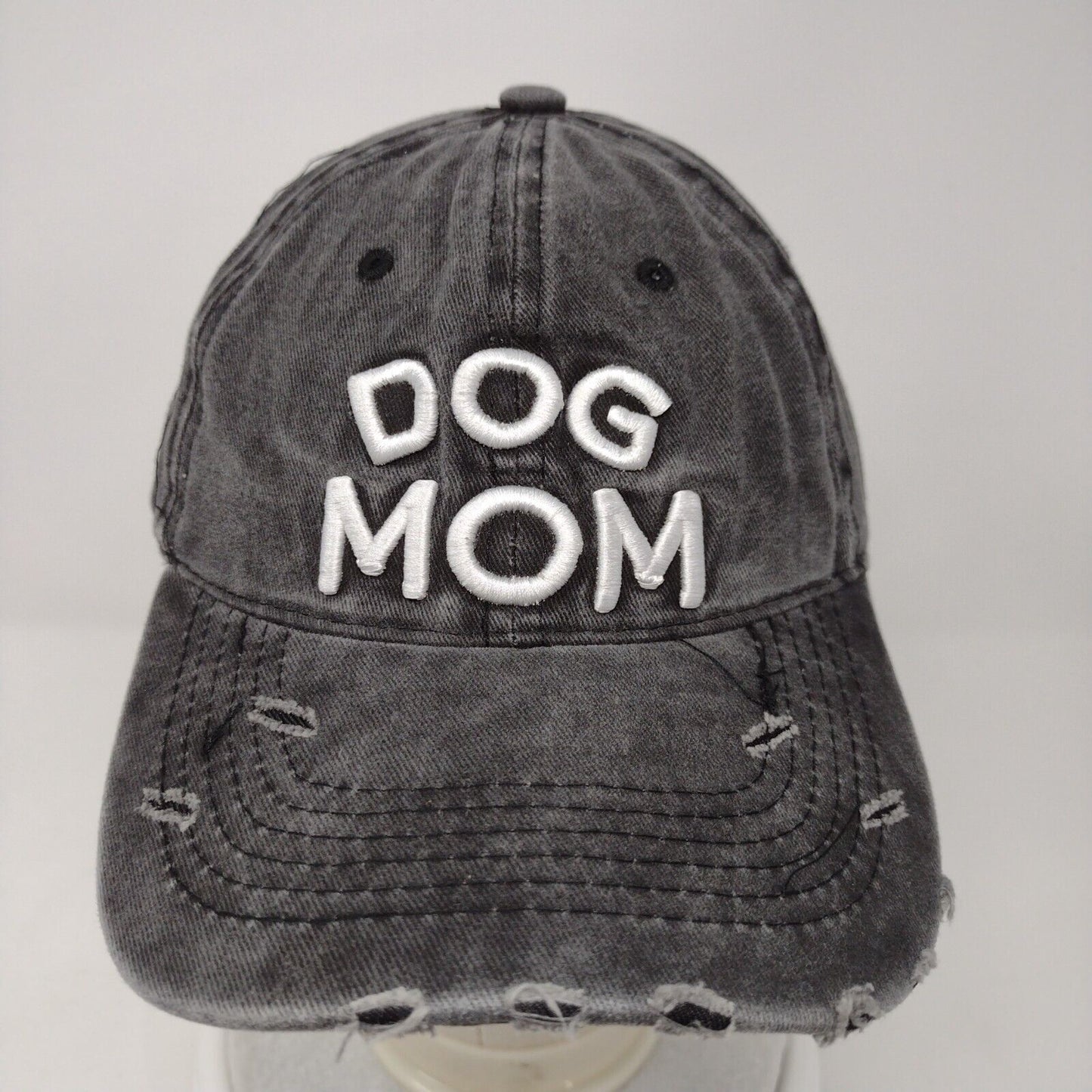 Dog Mom Slideback Hat Gray OSFA Adjustable Embroidered Vent Holes