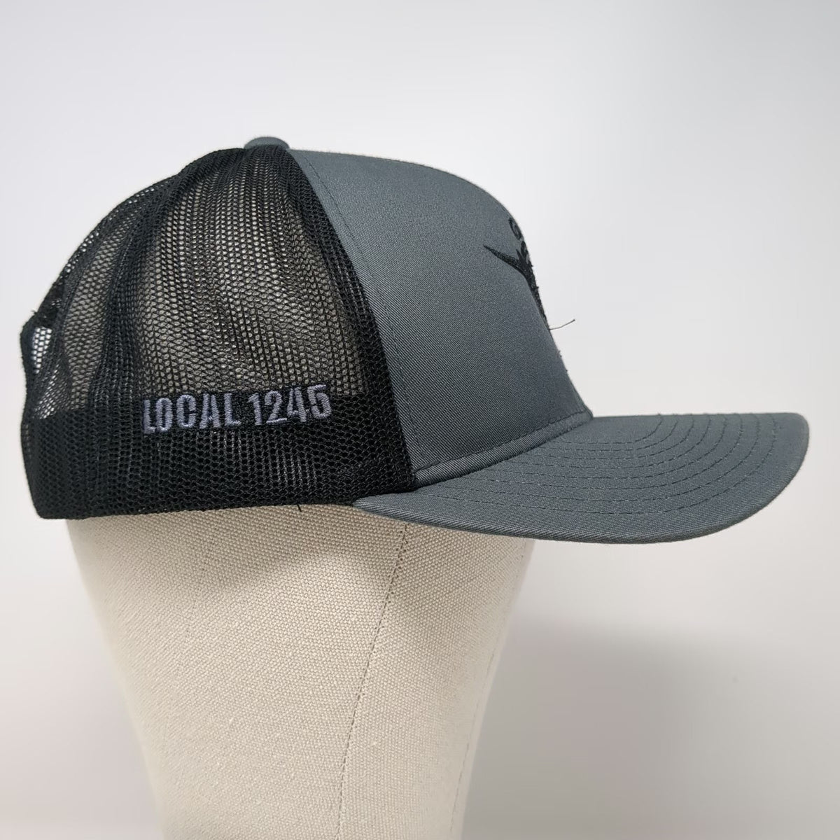 Pacific Headwear Trucker Hat Gray Black XL IBEW Local 1245 Bay Region Snapback