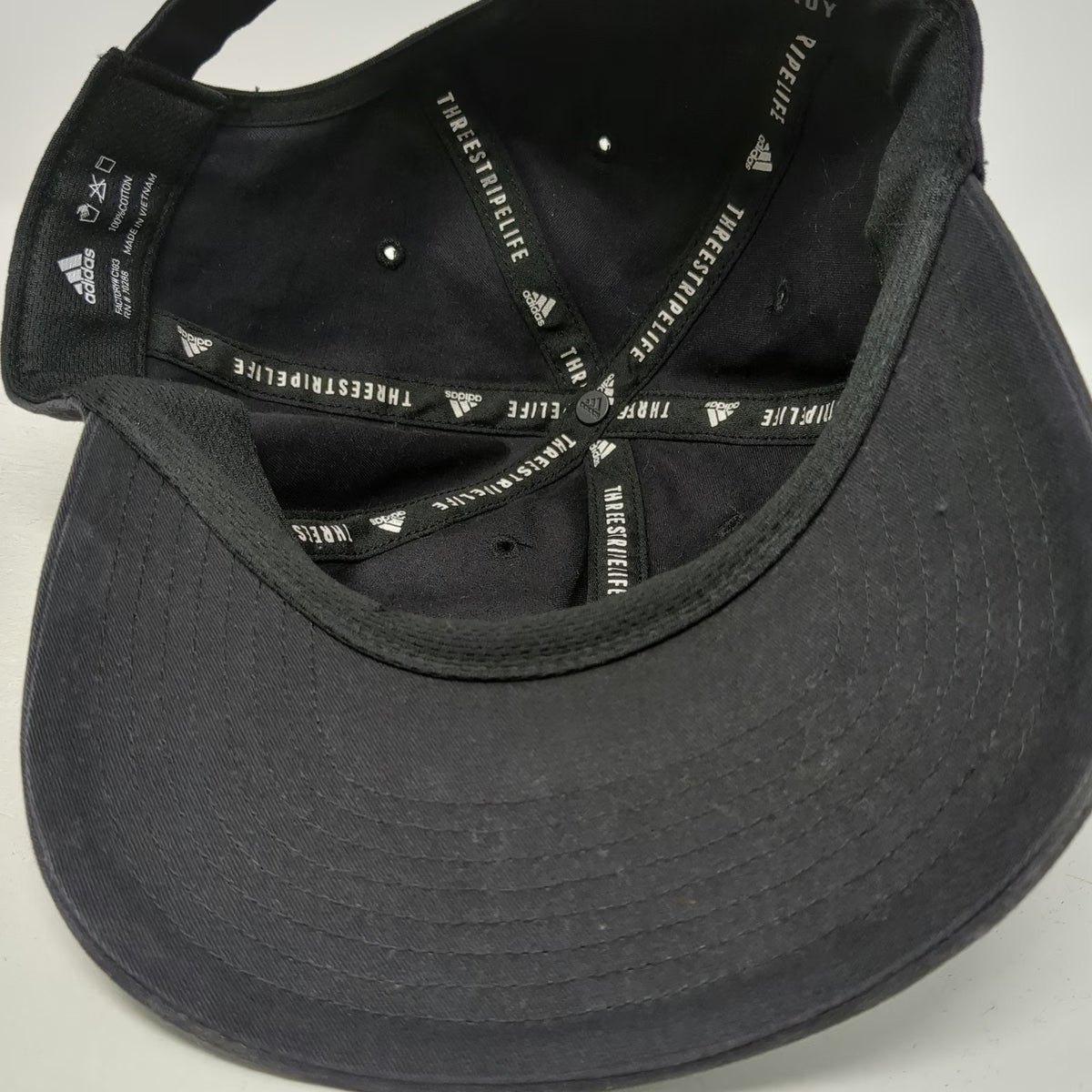 Adidas Baseball Cap Black White One Size Embroidered Wordmark Slideback Hat