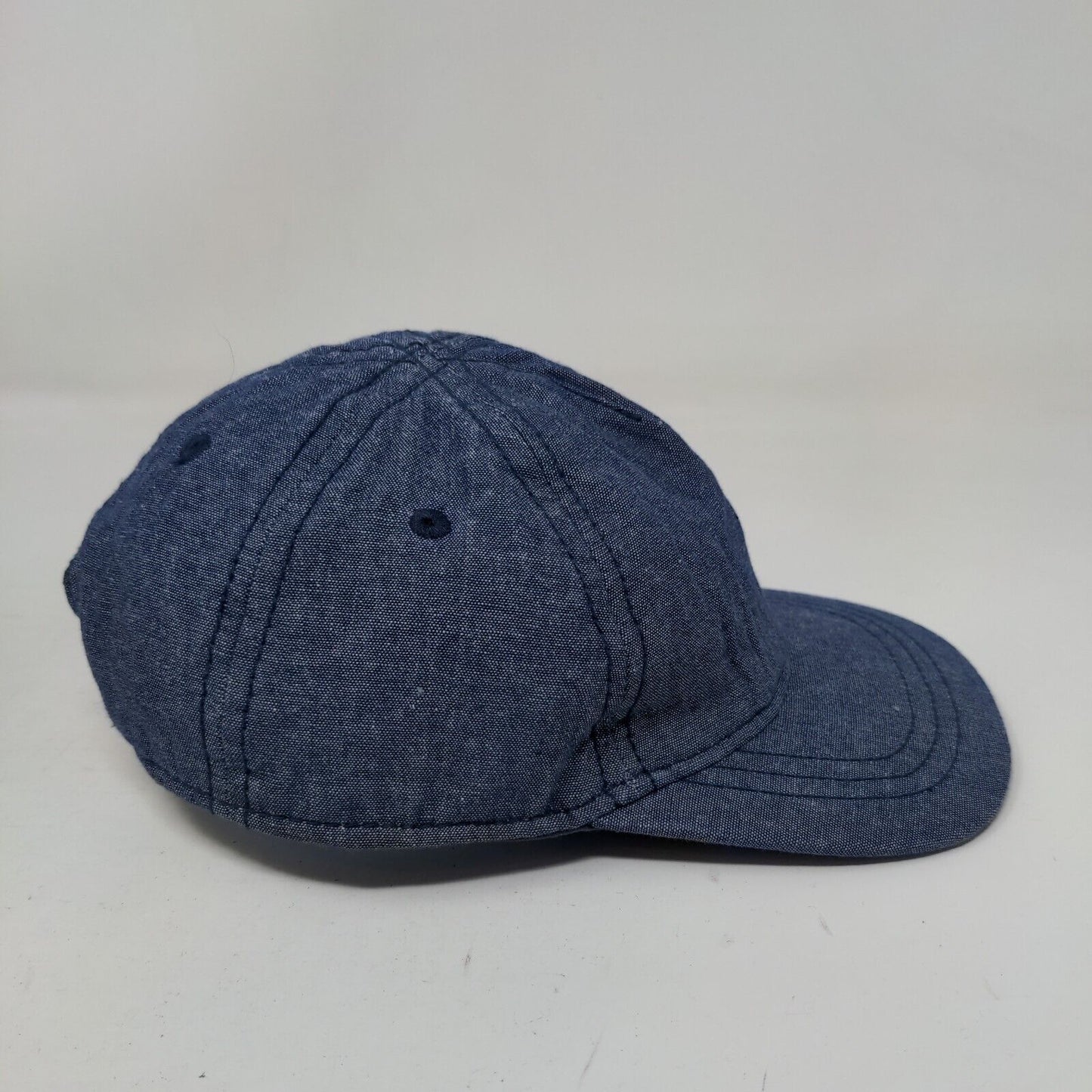 Old Navy Baby Stretch Strapback Hat Blue 6-12 Months Denim Vented Holes Blank