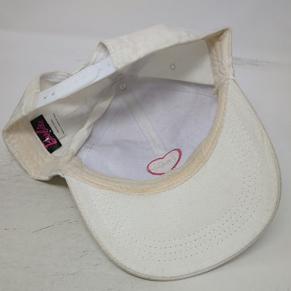 Barbie Snapback White One Size Pink Heart Embroidered Curved Brim 6 Panel Hat