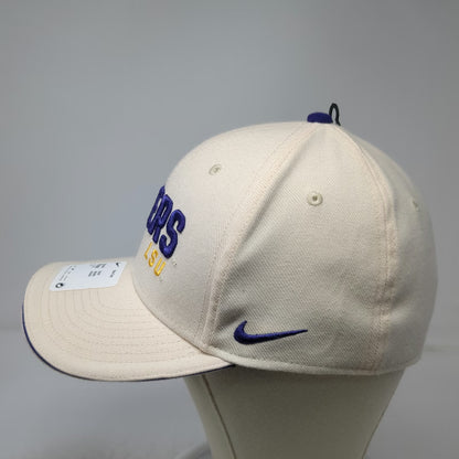 LSU Tigers NCAA Nike Rise Cap Beige L Flex Fit Dri-FIT Curved Brim Back Logo Hat