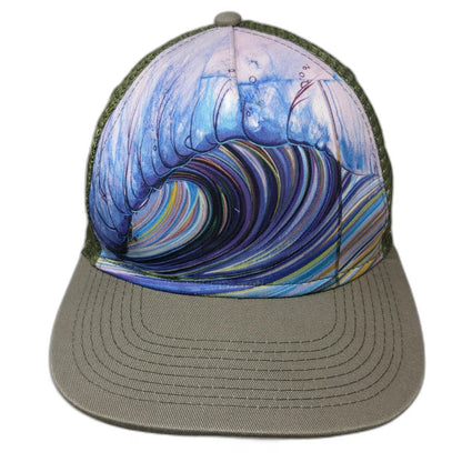 Art and Surf Tyler Rock Trucker Hat Green Gray One Size Wave Graphic Mesh Back