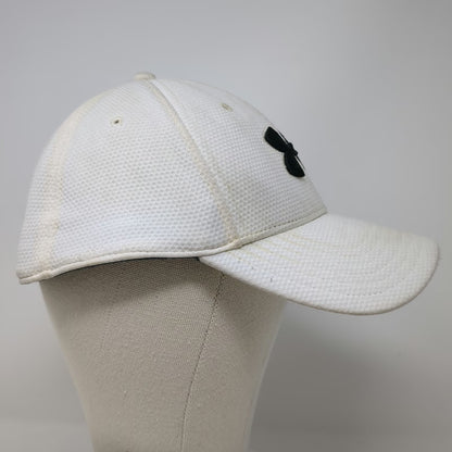 Under Armour Baseball Cap White L Embroidered Logo Stretch Fit Blitzing Hat