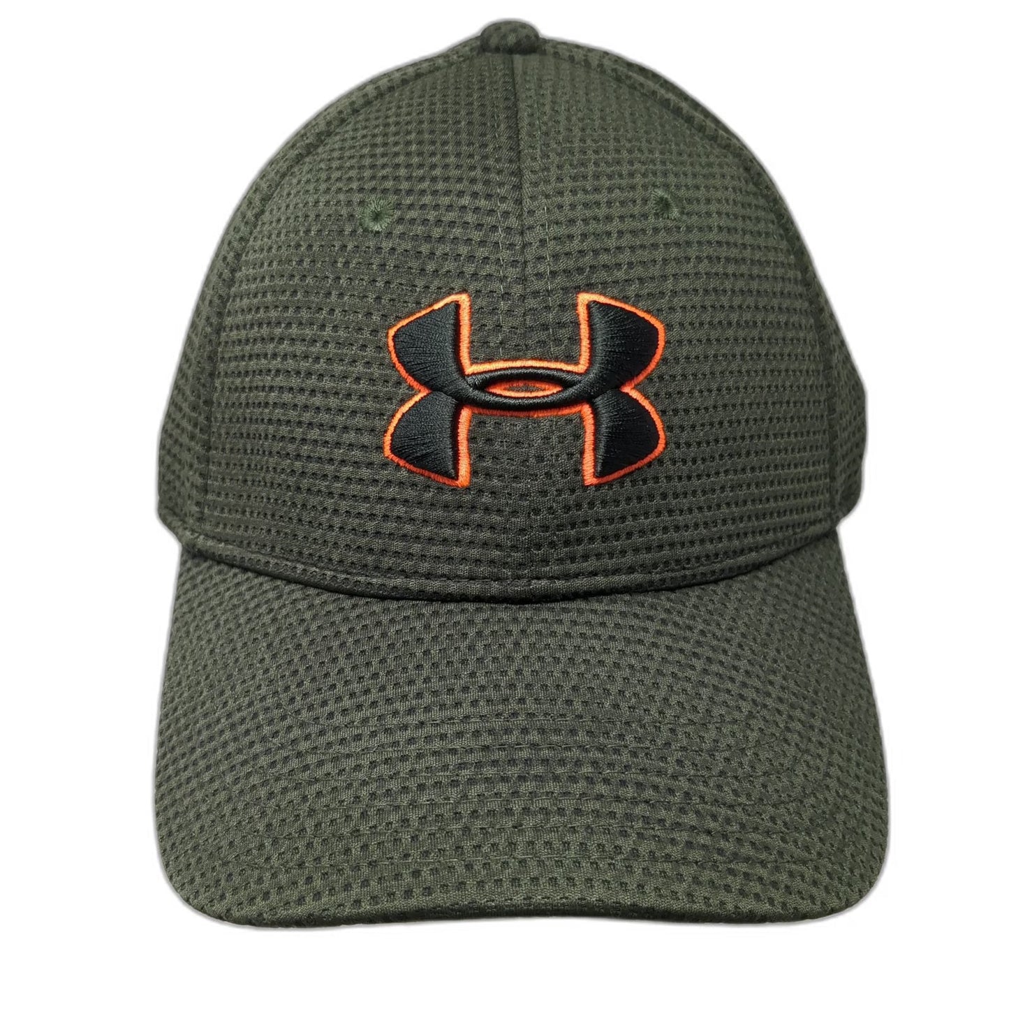Under Armour Baseball Cap Green XL Textured Polyester Fitted Stretch Hat Logo