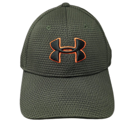 Under Armour Baseball Cap Green XL Textured Polyester Fitted Stretch Hat Logo
