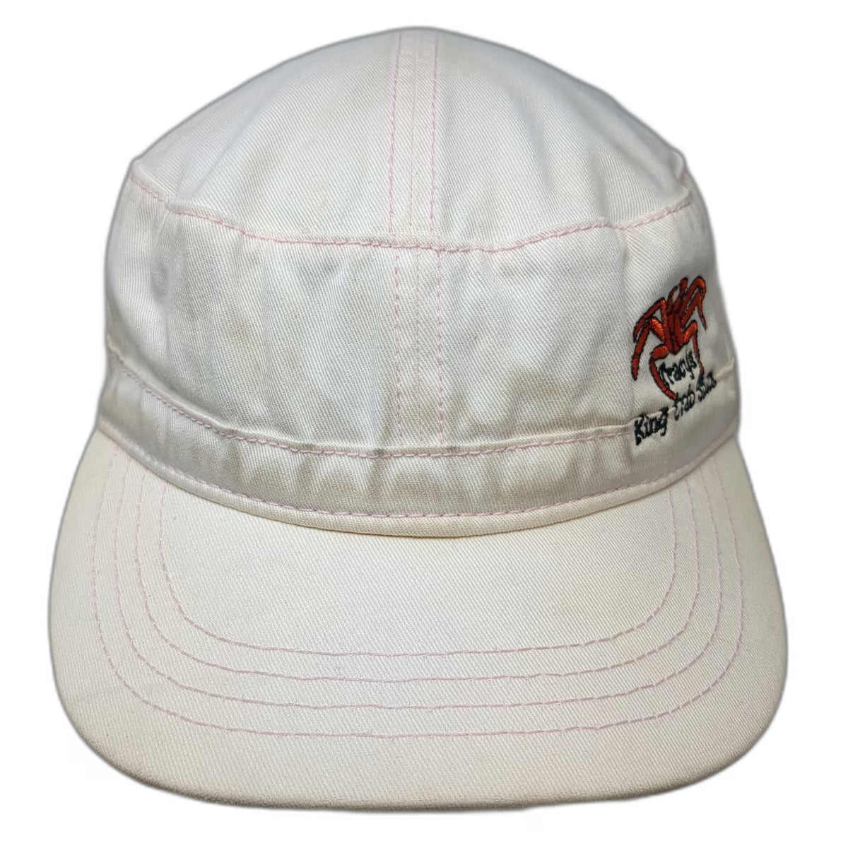 Fahrenheit Army Cap White One Size Pink Stitching Tracy's King Crab Shack Hat